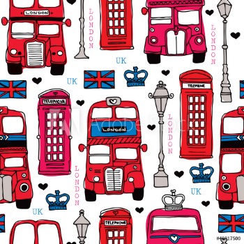 Picture of Seamless love London UK red travel icon background pattern